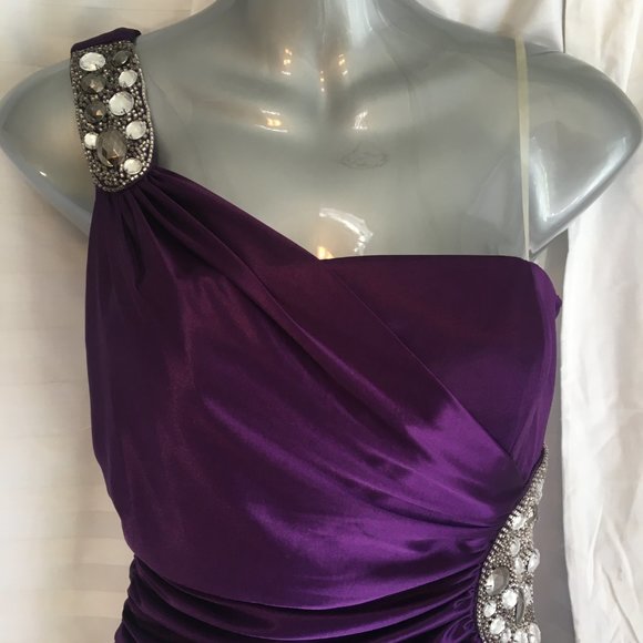 Speechless Club Jr Social Shiny Purple Dress Size S Bodycon Jewel Party Y2K New - Picture 2 of 13